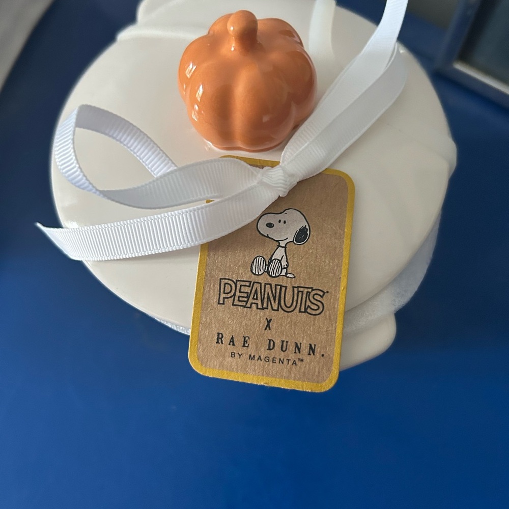 Rae Dunn Peanuts Snoopy Woodstock Pumpkin Give Thanks Thanksgiving Mini Baker - Picture 4 of 5